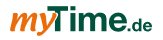Das Logo von myTime.de zeigt den Schriftzug in orange und grün, wobei 'my' in orange und 'Time.de' in grün hervorgehoben ist.