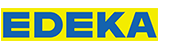 Das EDEKA-Logo in leuchtendem Blau auf gelbem Hintergrund, das für frische Lebensmittel und Qualität steht.